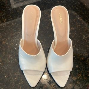 Aldo white heels , size 61/2 -7 , worn once